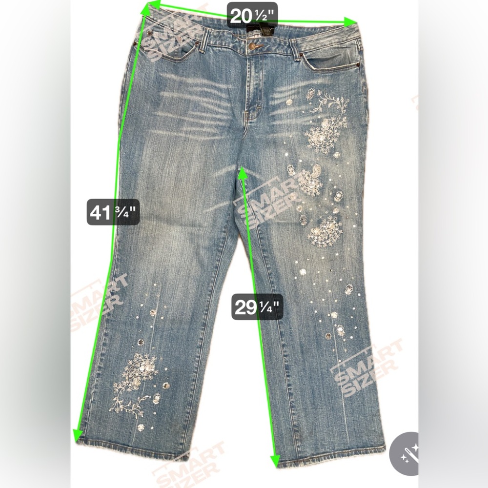 Venezia Light Blue Embellished and Detailed Flare Jeans Size 22 - Picture 7 of 7